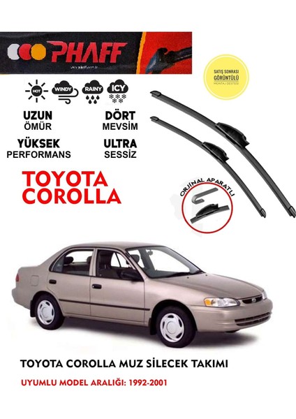 Toyota Corolla Muz Silecek Takımı 1.3 1.4 1.5 1.6 Motor Araca Özel Aparat 1992-2001 Arası