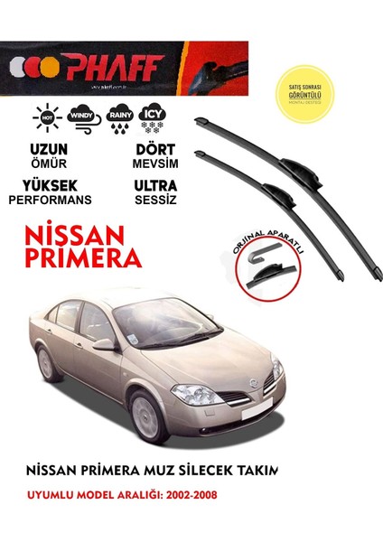 Nissan Primera P12 Muz Silecek Takımı 1.6 1.8 1.9 2.0 2.2 Motor Araca Özel Aparat 2002-2008