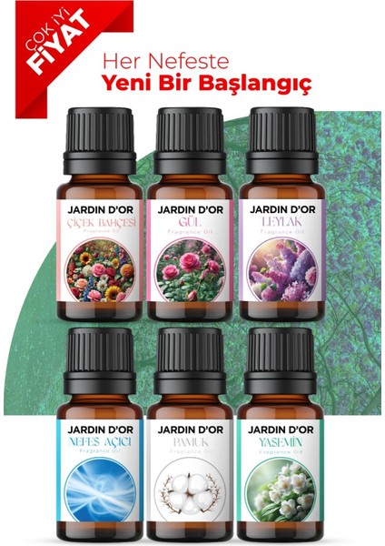 6'lı Set Esansiyel Uçucu Yağ Buhurdanlık Yağı Hava Nemlendirici Aroma Difüzörü Kokusu Esans