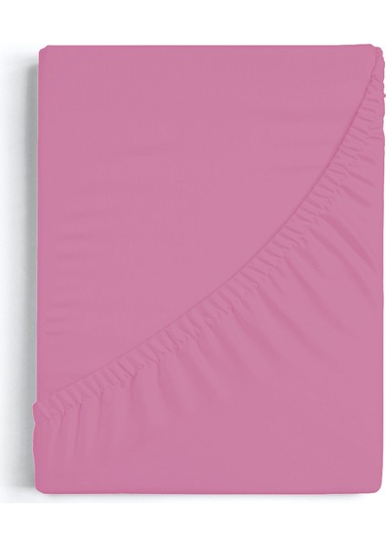 Pembe Renk Penye Lastikli Çarşaf 180x200 Çift Kişilik Pamuklu Lastikli Penye Çarşaf