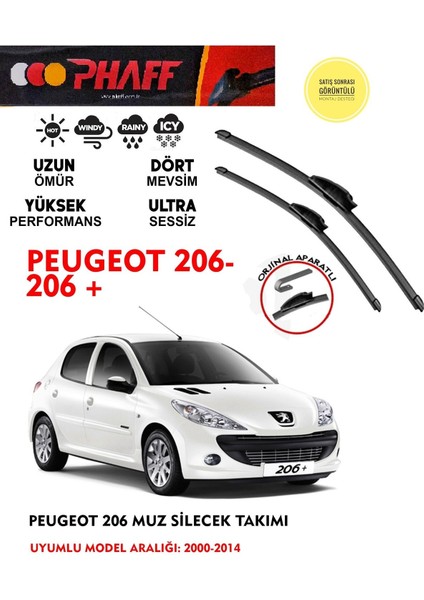 Pejo 206 Muz Silecek Takımı 1.4 1.6 Motor Araca Özel Aparat (2000-2014) Arası