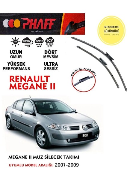 Megane 2 Cam Muz Silecek Takımı 1.4 1.6 1.5 Motor Araca Özel Aparat 2007-2009 Arası