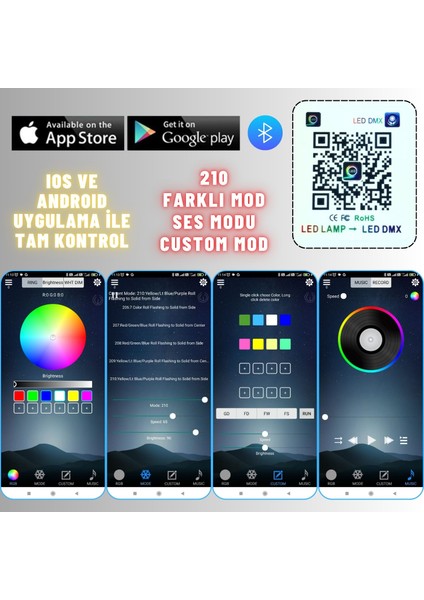 Yamaha Mt-07, Yzf-R3, Y15ZR V3 Universal Sinyalli Stop Lambası Rgb Bluetooth APP KONTROL 210 MOD