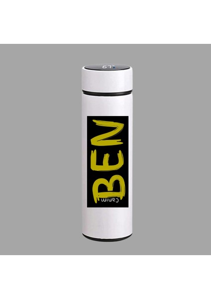 Dijital Göstergeli Baskılı Çelik Termos 450 ml KS18