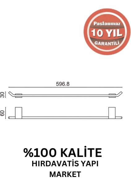 Paslanmaz Pirinç Titanik Uzun Havluluk 60CM Altın Sarı Gold