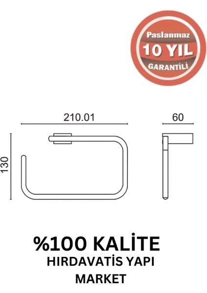 Paslanmaz Pirinç Titanik Kare Havluluk Mat Siyah fiyatları