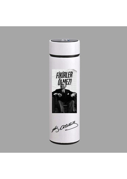 Dijital Göstergeli Baskılı Çelik Termos 450 ml KS22