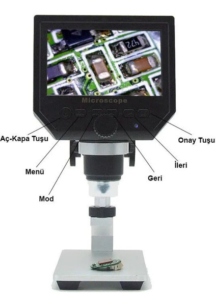 600X Dijital 4.3" LCD Ekranlı Hd USB Mikroskop