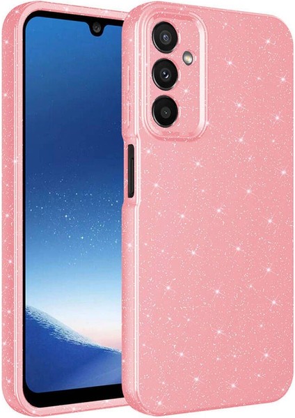 Samsung Galaxy A25 Için Uyumlu Kılıf Kamera Korumalı Simli Lüks Koton Kapak