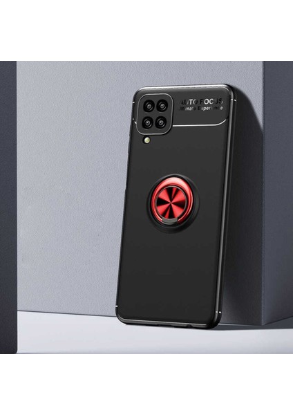 Samsung Galaxy A12 Uyumlu Cep Telefonu Için Dönebilen Yüzüklü Standlı Silikon Ravel Kapak