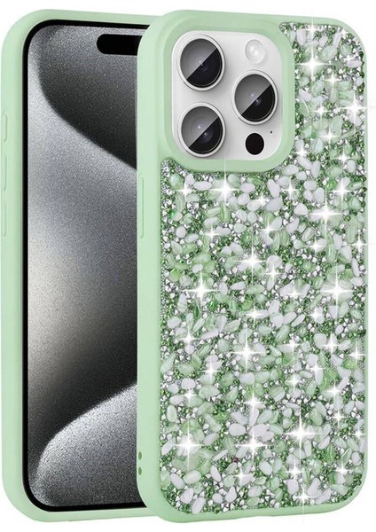 Apple iPhone 15 Pro Max Için Uyumlu Kılıf Parlak Taşlı Tasarım Linea Kapak