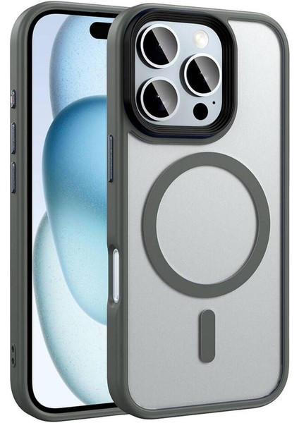 Apple iPhone 16 Pro Için Uyumlu Kılıf Mat Arka Yüzey Wireless Şarj Özellikli Flet Magsafe Kapak
