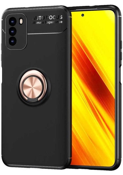 Xiaomi Poco M3 Uyumlu Cep Telefonu Için Dönebilen Yüzüklü Standlı Silikon Ravel Kapak