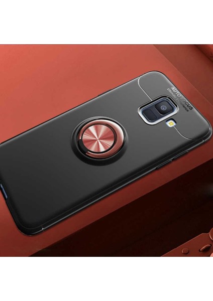 Samsung Galaxy J6 Uyumlu Cep Telefonu Için Dönebilen Yüzüklü Standlı Silikon Ravel Kapak