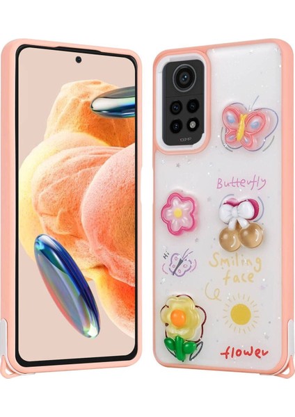 Xiaomi Redmi Note 12 Pro 4g Için Uyumlu Kılıf Parlayan Simli Kabartma Figürlü Cevze Kapak