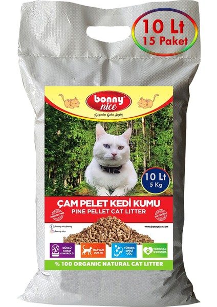 Doğal Kedi Kumu Çam Pellet 5 Kg 10 Lt x 15 Paket
