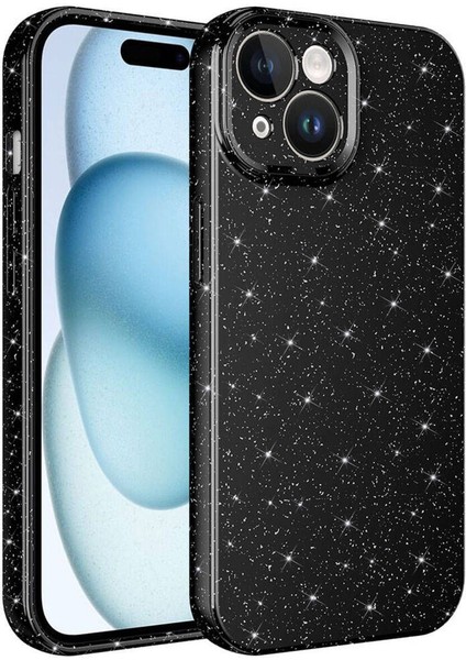 Apple iPhone 15 Plus Için Uyumlu Kılıf Kamera Korumalı Simli Lüks Koton Kapak
