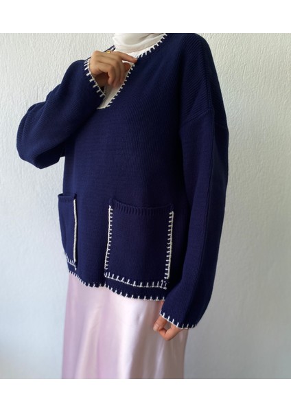 Dikiş Detaylı Oversize Kazak modelleri