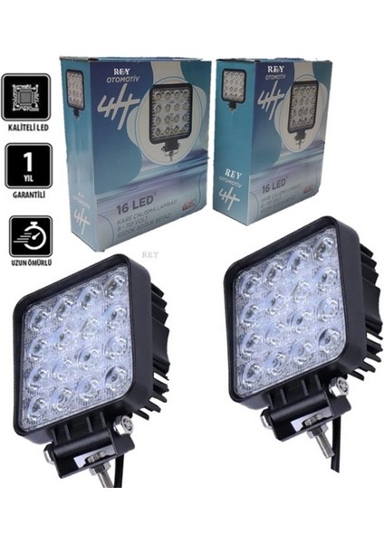 2 Adet 16 Ledli Çalışma Lambası Kalınlık 40MM 8-110 Volt IP67