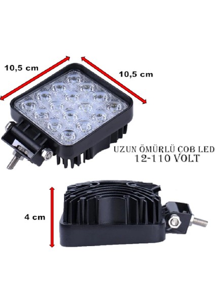 2 Adet 16 Ledli Çalışma Lambası Kalınlık 40MM 8-110 Volt IP67