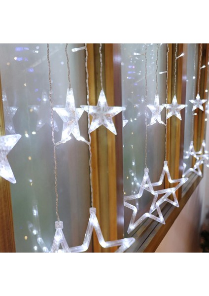 138 LED Beyaz Yılbaşı Yıldızlı Işık Usb'li 3 Metre