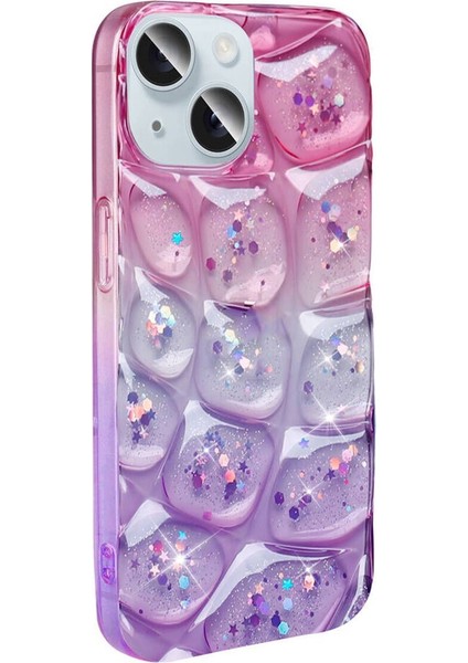 Apple iPhone 13 Için Uyumlu Kılıf Simli 3D Desenli Hacar Kapak