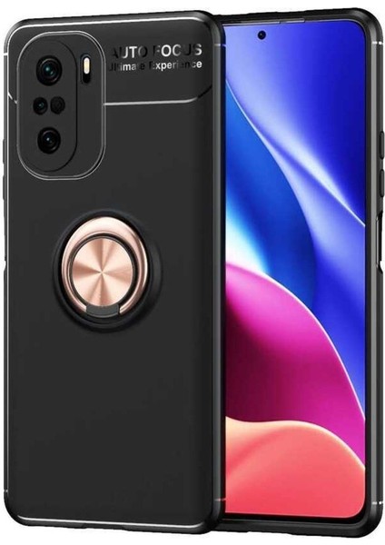 Xiaomi Redmi K40 Uyumlu Cep Telefonu Için Dönebilen Yüzüklü Standlı Silikon Ravel Kapak
