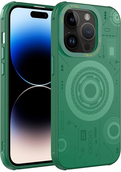 Apple iPhone 14 Pro Cep Telefonu Için Uyumlu Kablosuz Wireless Şarj Özellikli Desenli Hot Kapak