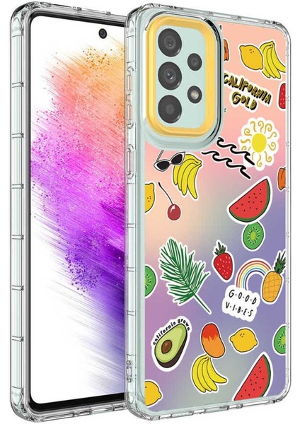 Samsung Galaxy A53 5g Için Uyumlu Kılıf Kamera Çıkıntılı Renkli Desenli Sert Silikon Korn Kapak