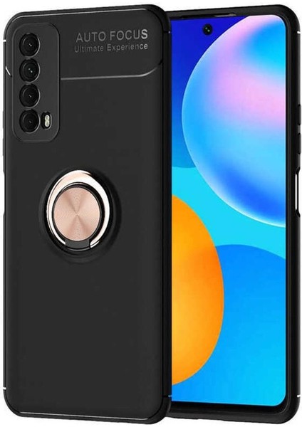 Huawei P Smart 2021 Uyumlu Cep Telefonu Için Dönebilen Yüzüklü Standlı Silikon Ravel Kapak