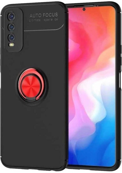 Vivo Y11S Için Uyumlu Kılıf Dönebilen Standlı Olabilen Yüzüklü Renkli Ravel Kapak