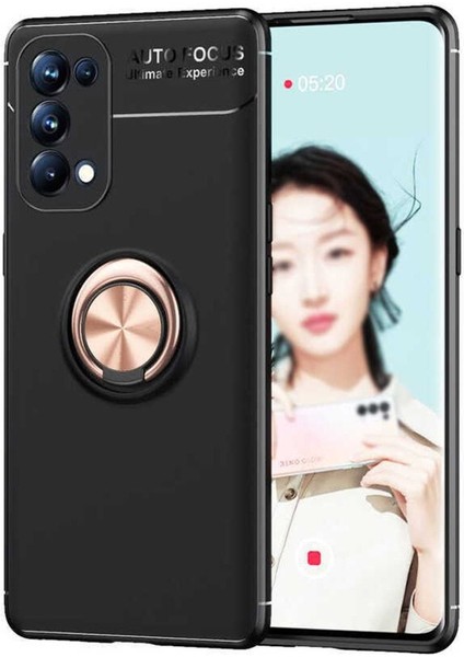 Oppo Reno 5 5g Uyumlu Cep Telefonu Için Dönebilen Yüzüklü Standlı Silikon Ravel Kapak