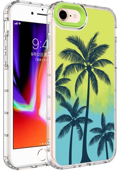 Apple iPhone Se 2022 Için Uyumlu Kılıf Kamera Çıkıntılı Renkli Desenli Sert Silikon Korn Kapak