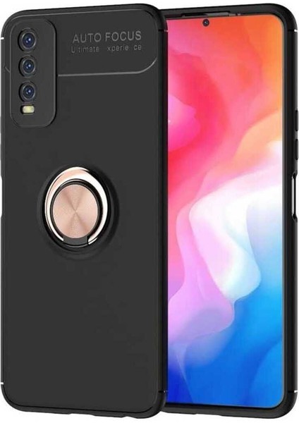 Vivo Y11S Için Uyumlu Kılıf Dönebilen Standlı Olabilen Yüzüklü Renkli Ravel Kapak