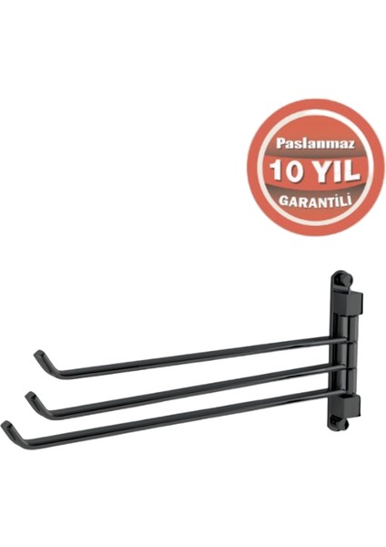 Paslanmaz Pirinç Mercan 3’lü Döner Havluluk Mat Siyah modelleri