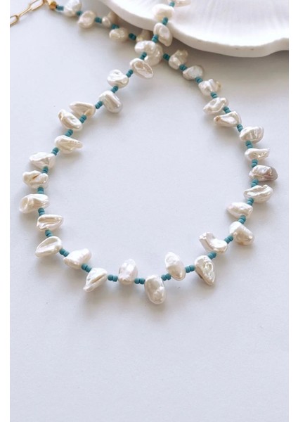 Gerçek Tatlı Su Barok Iki Renk Gümüş Kaplama Erkek Inci Kolye (50 cm)