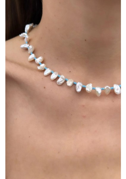 Gerçek Tatlı Su Barok Iki Renk Gümüş Kaplama Erkek Inci Kolye (50 cm) fiyatları