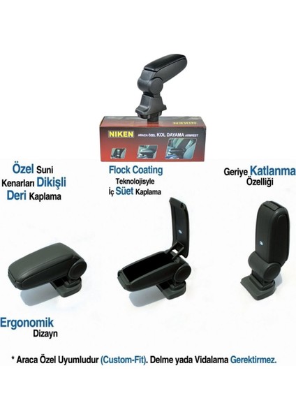 Peugeot 2008 Araca Özel Kol Dayama Kolçak Siyah 2020+ Niken modelleri
