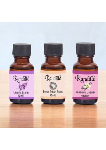 3' Lü, Mum Esansı Seti, Yasemin, Lavanta, Beyaz Sabun , Buhurdanlık Esans Yağ , Kurutma Topu Kokusu