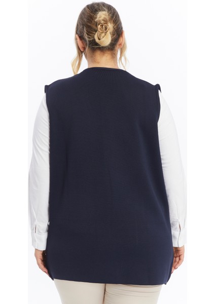 Triko Kadın Büyük Beden Anne Kalın Tüylenmez Kışlık Yelek modelleri