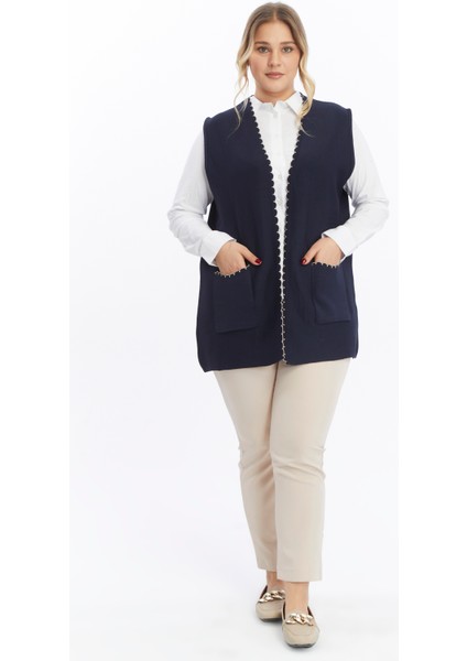 Triko Kadın Büyük Beden Anne Kalın Tüylenmez Kışlık Yelek fırsatları