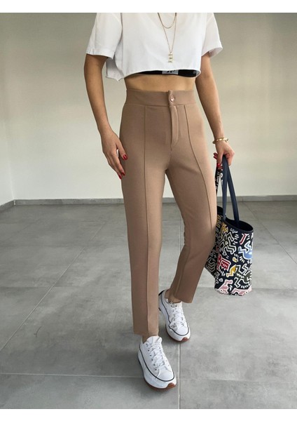 Çimalı Dar Paça Palazzo Pantolon, 4 Mevsim, En Boy Likralı, Favori Pantolon, Iş Pantolonu fırsatları