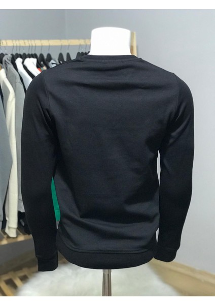 Kanguru Cepli Fermuar Detaylı Kapüşonsuz Sweatshirt %75 Cotton %25 Polyester