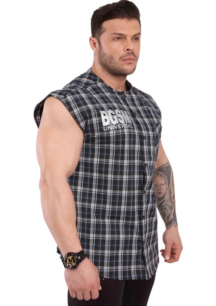 Oldschool Kolsuz Gömlek Gümüş Baskı Big Sam 5045