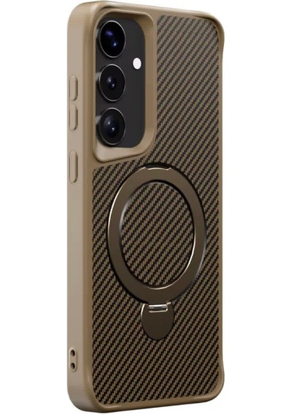 Samsung Galaxy S25 Ultra Uyumlu Standlı Karbon Fiber Kılıf