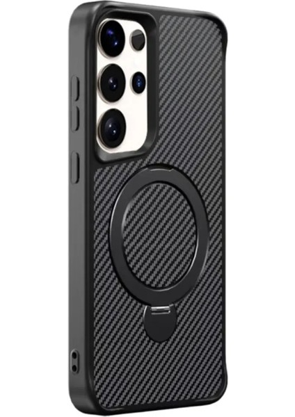 Samsung Galaxy Z Fold 5 Uyumlu Standlı Karbon Fiber Kılıf