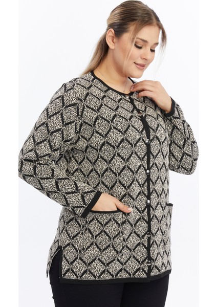 Triko Büyük Beden Kadın Düğmeli Bisiklet Yaka Kışlık Anne Kalın Hırka fiyatları
