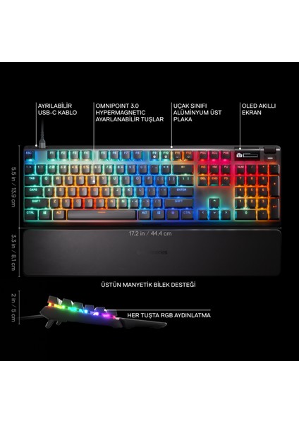 Apex Pro Gen 3 Omnipoint 3.0 Hipermanyetik Switch Rgb Mekanik Oyuncu Klavyesi (Uk