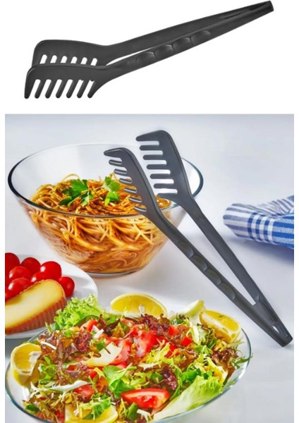 Teflon Makarna ve Salata Maşası 180 °c Isıya Kadar Dayanıklı Yanmaz Yapışmaz Makarna Servis Maşası