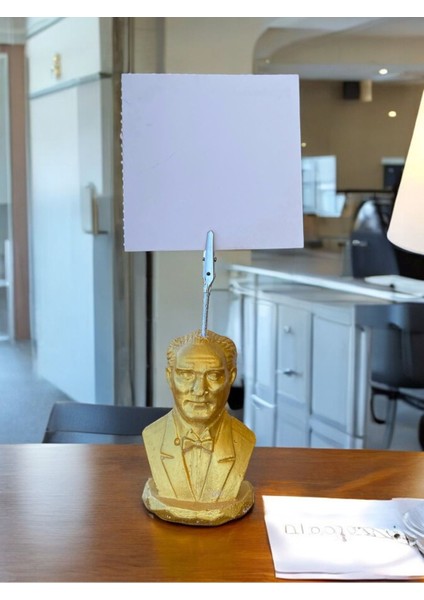 Gold Renk Atatürk Temalı Not Tutacağı Fotoğraf Tutacak Not Tutucu Ofis Seti Hediyelik